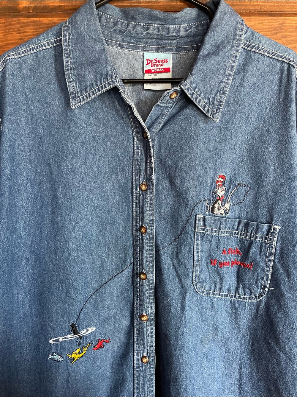 Vintage 90s Dr. Denim Button-Up Shirt with Embroidered Details